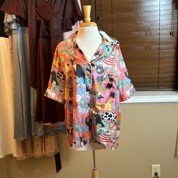 NWT • Karen Mabon • Fancy Dress Cats Pajama Top • Size L • - Picture 5 of 12